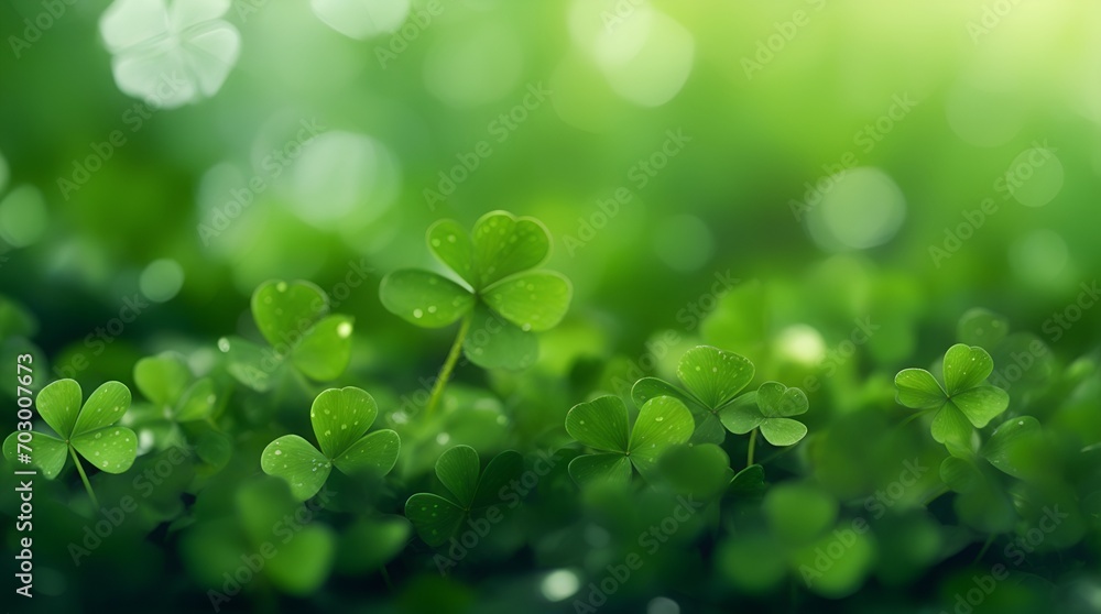 a leave of lucky clover against bokeh background with copy space a leave of lucky clover against bokeh background with copy space
