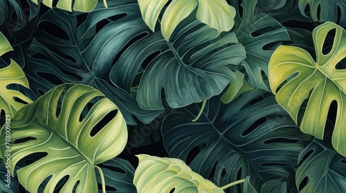  a close up of a bunch of green and yellow leaves on a black background with a green and yellow color scheme.