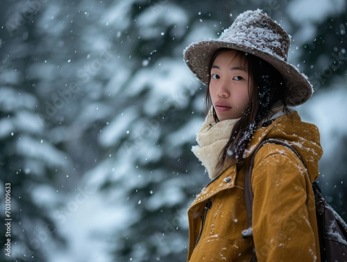 Young Asian Woman in Winter Scenery for Lifestyle or Fashion Marketing © Made360