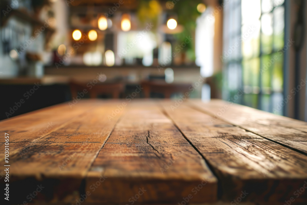 Empty Beautiful wood table top and blur bokeh modern kitchen interior background in clean and bright. Empty Beautiful wood table top and blur bokeh modern kitchen interior background in clean and bright.