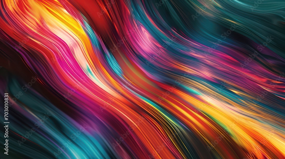 Abstract backdrop with a sleek metallic finish, fabric texture with glossy colored waves, and a vibrant spectrum of bright colors giving off rainbow vibes Abstract backdrop with a sleek metallic finish, fabric texture with glossy colored waves, and a vibrant spectrum of bright colors giving off rainbow vibes