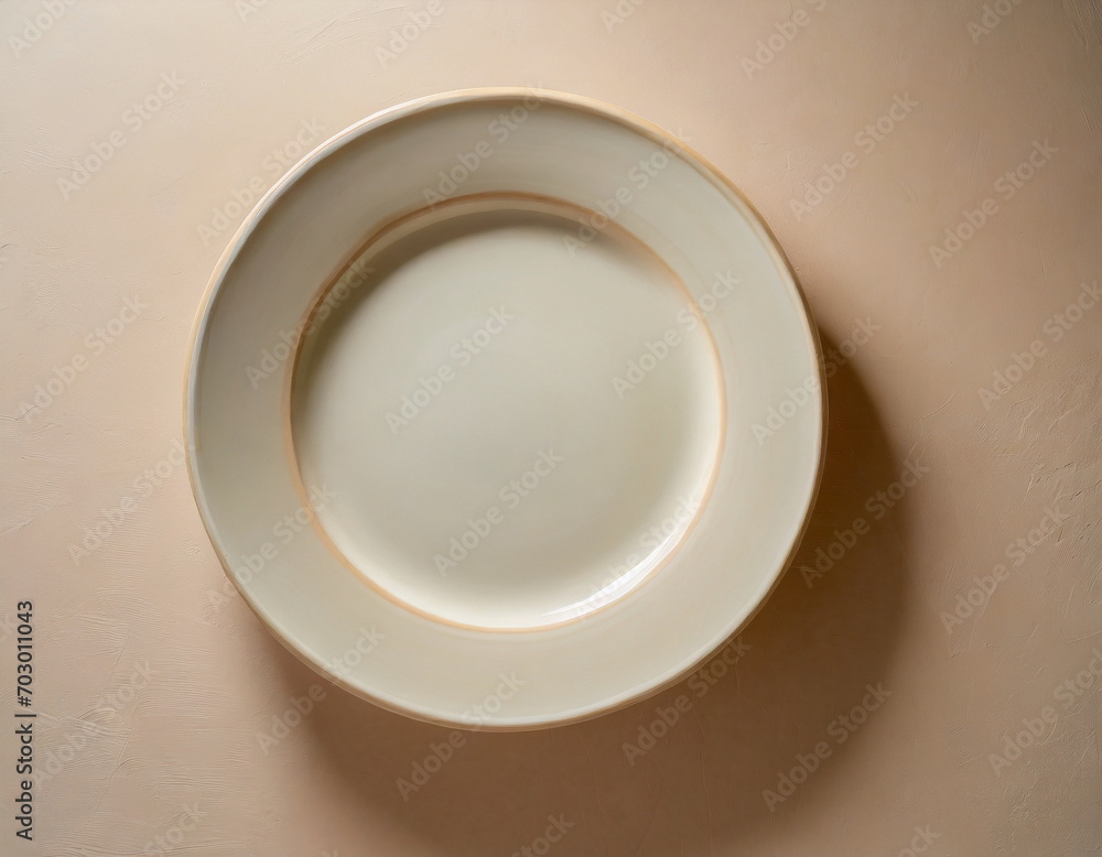 White ceramic plate mockup, blank template of dish on table White ceramic plate mockup, blank template of dish on table