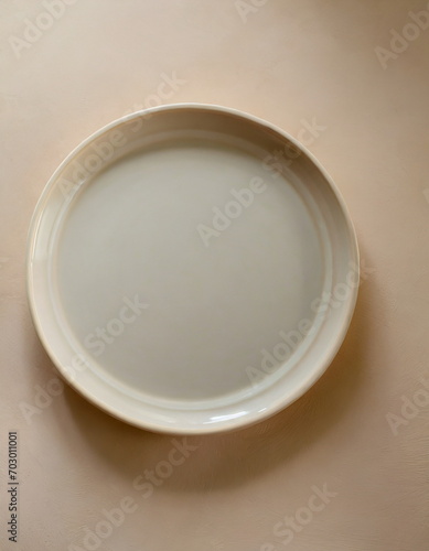 White ceramic plate mockup  blank template of dish on table