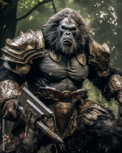 Gorilla wearing armor