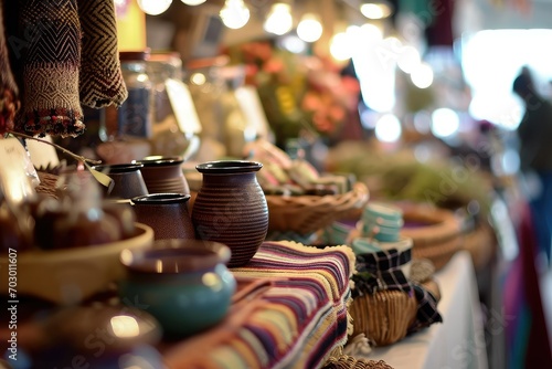 Artisanal craft fair showcasing handmade goods and local talents photo