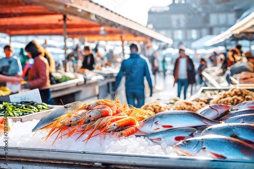 Fischstand auf einem Markt  photo