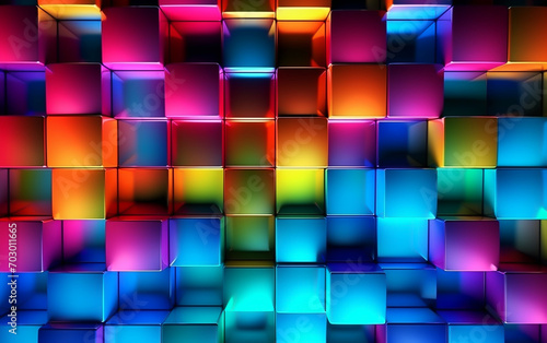 Colorful 3D glowing square abstract background