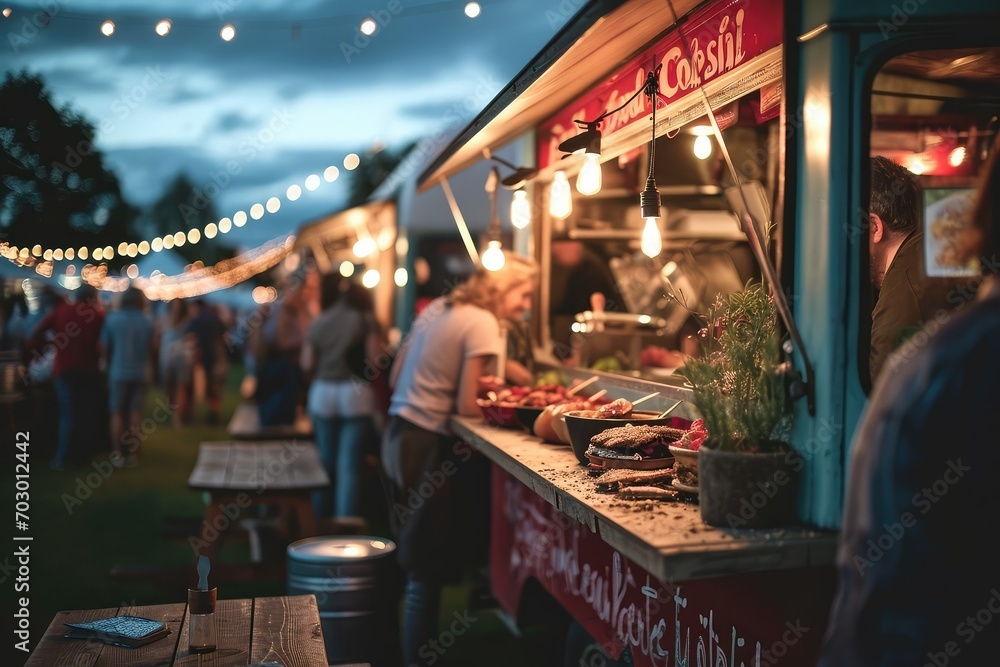 Gourmet food truck festival with a variety of culinary delights