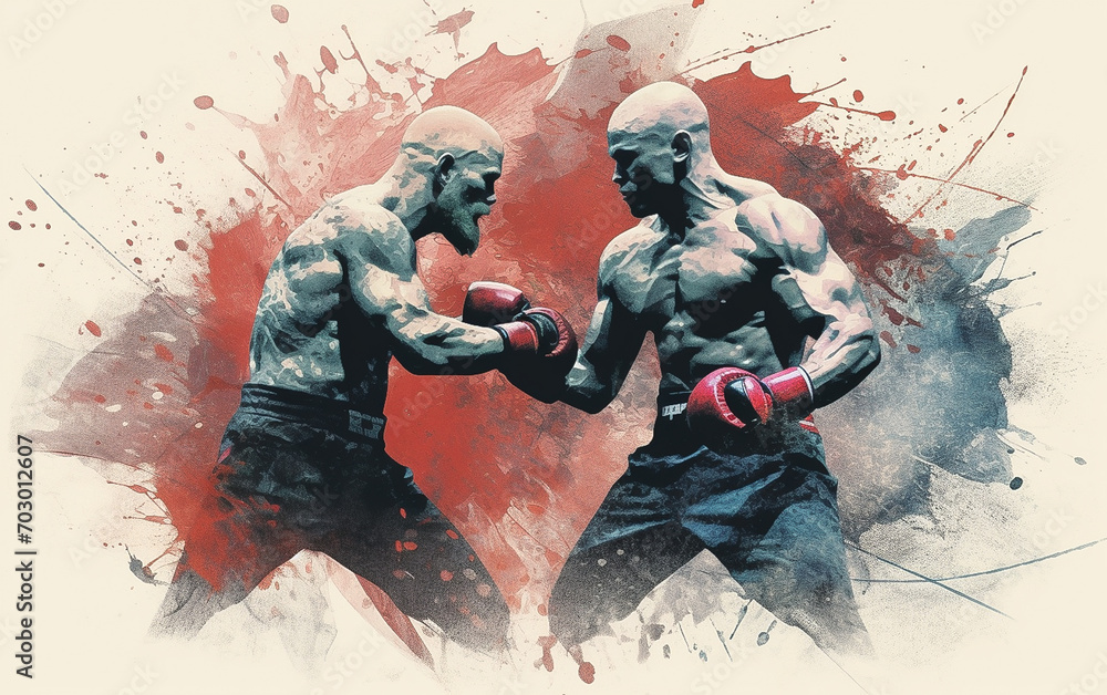 Fototapeta premium Illustration of two MMA fighters fight each other