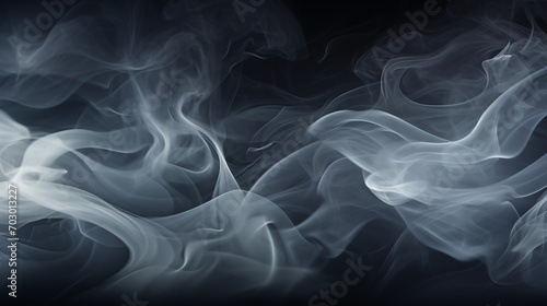 White Smoke Whirling Elegantly Through Black Background