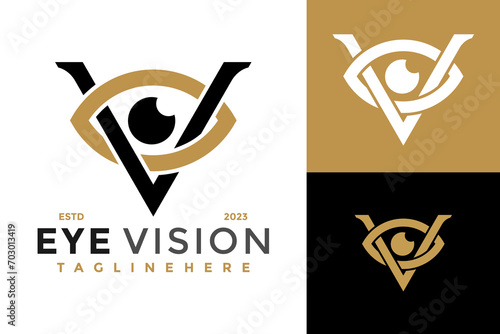 Letter V Vision Eye Logo design vector symbol icon illustration