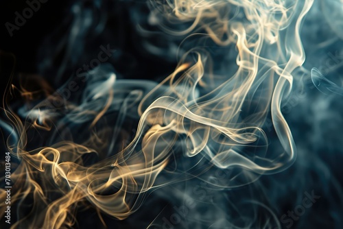 Spirals of smoke rising and intertwining, evoking the natural beauty and mystery of incense in an abstract form. photo