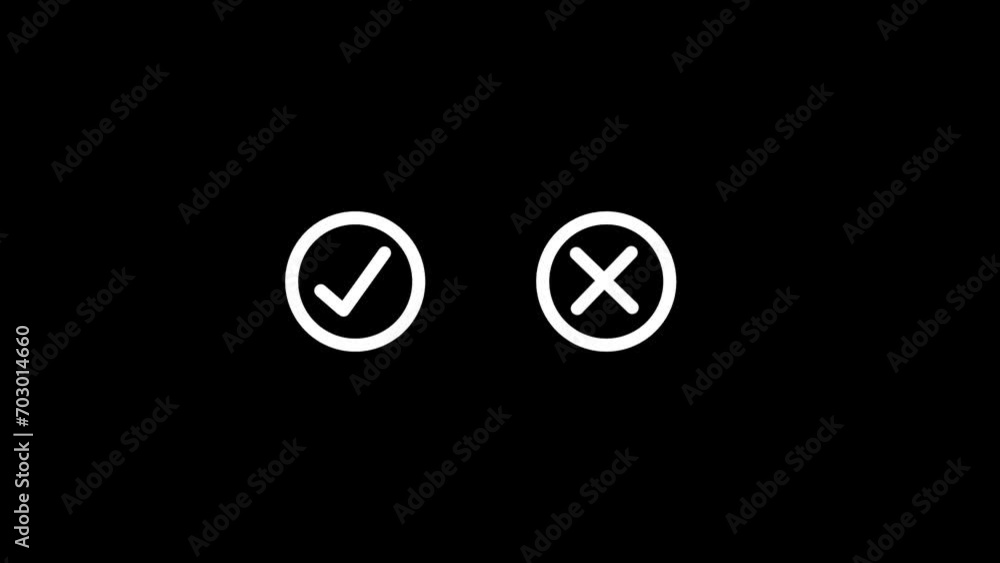 Green check mark and Red cross mark icon animation, Approve and Reject ...