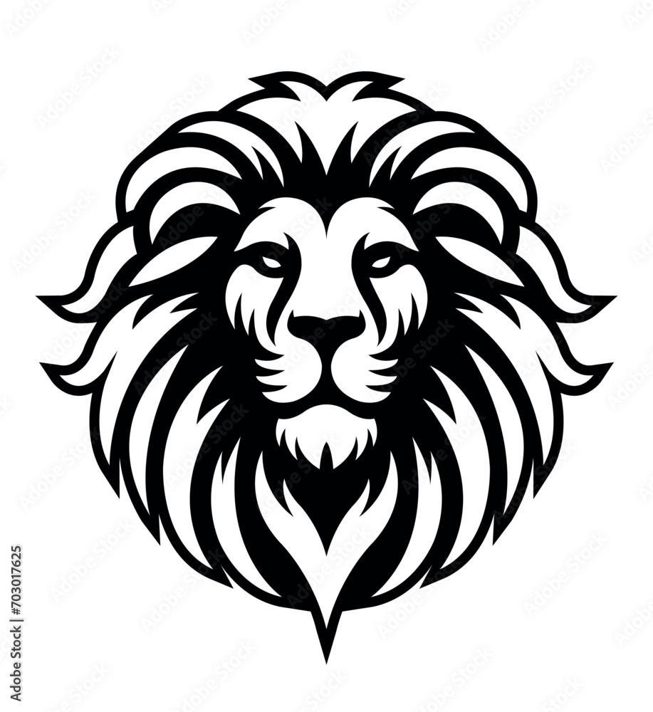 Lion head company logo vector line art illustration on white background. Lion face and mane business logo design.