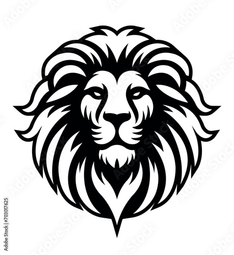 Lion head company logo vector line art illustration on white background. Lion face and mane business logo design.