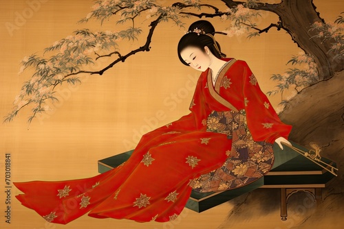 japanese art female, edo period  photo