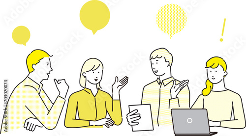 ビジネスパーソンの男女とマネーアイコンー上半身ー男女アイコンーシンプルベクターイラスト素材