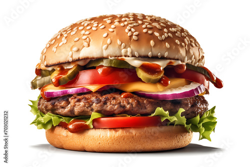 hamburger isolated on a white background (ID: 703021232)