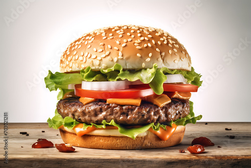 hamburger isolated on a white background (ID: 703021281)