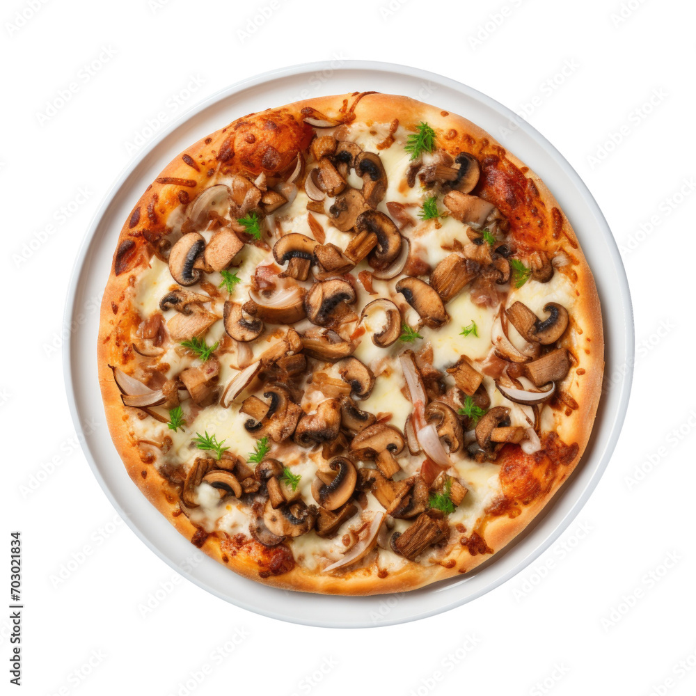 Mushroom Pizza Isolated on a Transparent Background Mushroom Pizza Isolated on a Transparent Background