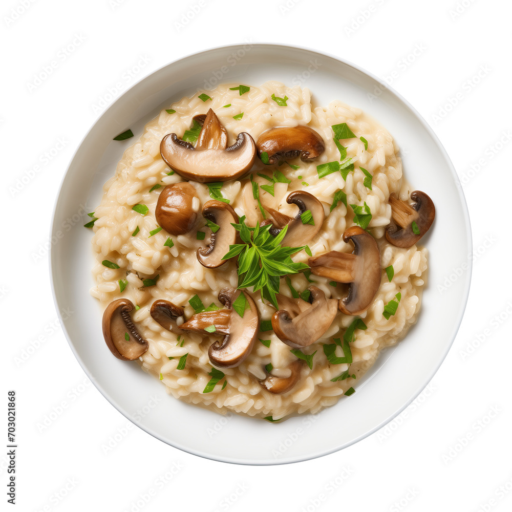 Mushroom Risotto Isolated on a Transparent Background Mushroom Risotto Isolated on a Transparent Background