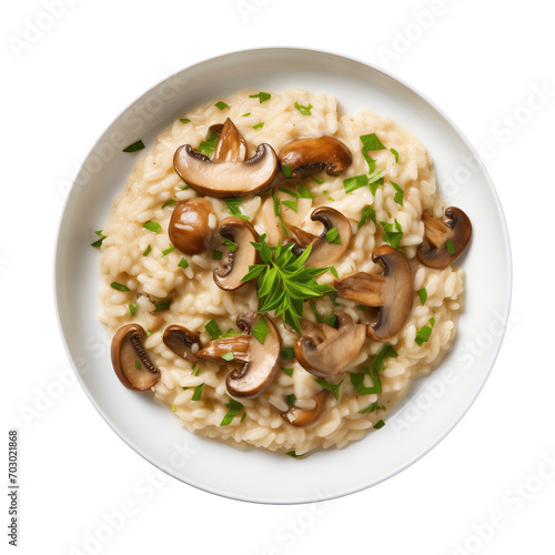 Mushroom Risotto Isolated on a Transparent Background 