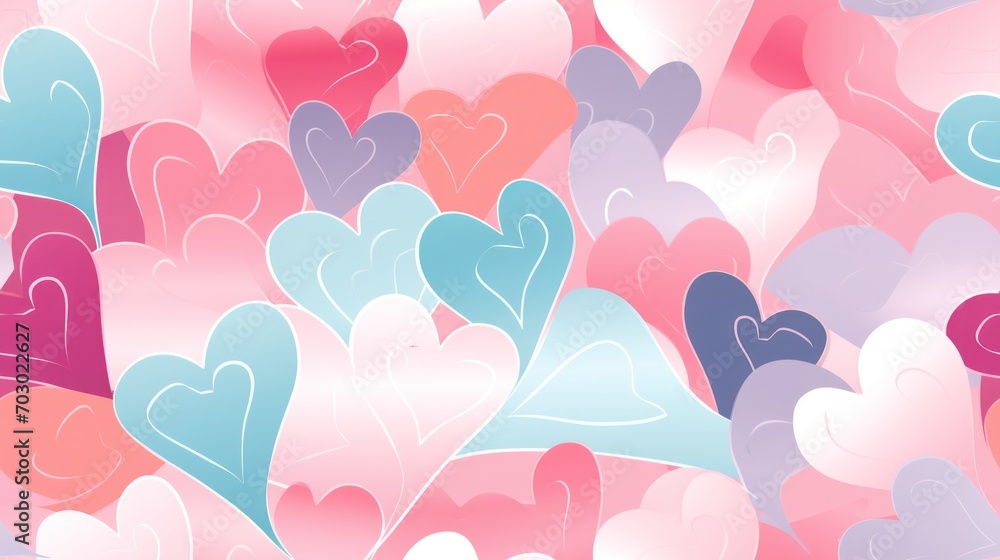 a lot of hearts that are in the shape of a heart on a pink, blue, and pink background.
