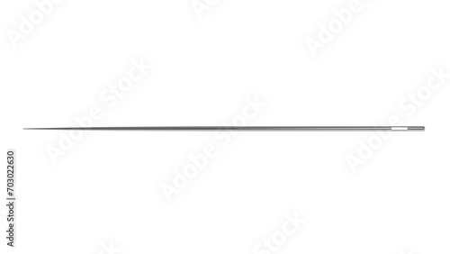 Metal sewing needle isolated on transparent and white background. Needle concept. 3D render