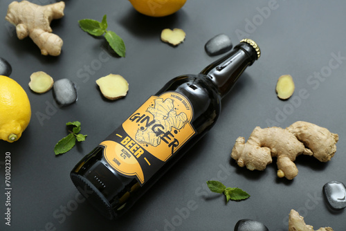 Composition with bottle of ...