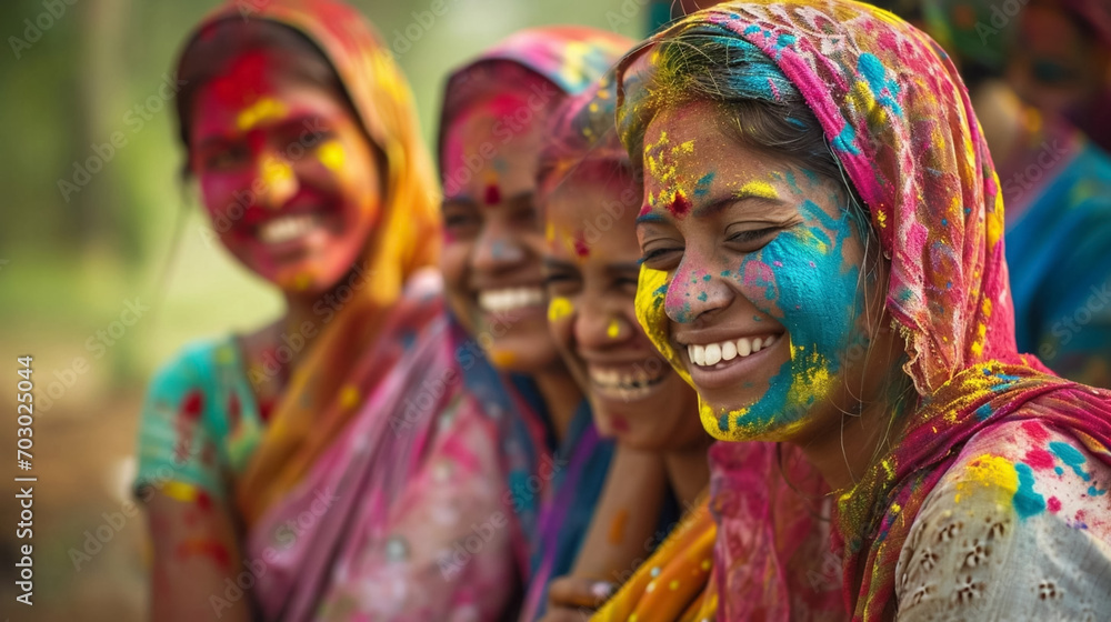 copy space, stockphoto,high detailed photo, Group of smiling indian people portrait, colored smiling indian faces with vibrant colors during the celebration of the holi festival in India. Multi-color. copy space, stockphoto,high detailed photo, Group of smiling indian people portrait, colored smiling indian faces with vibrant colors during the celebration of the holi festival in India. Multi-color.