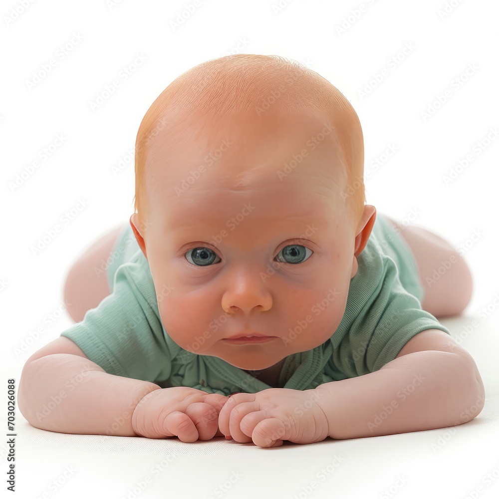 A Peaceful Baby Resting on a White Surface A Peaceful Baby Resting on a White Surface