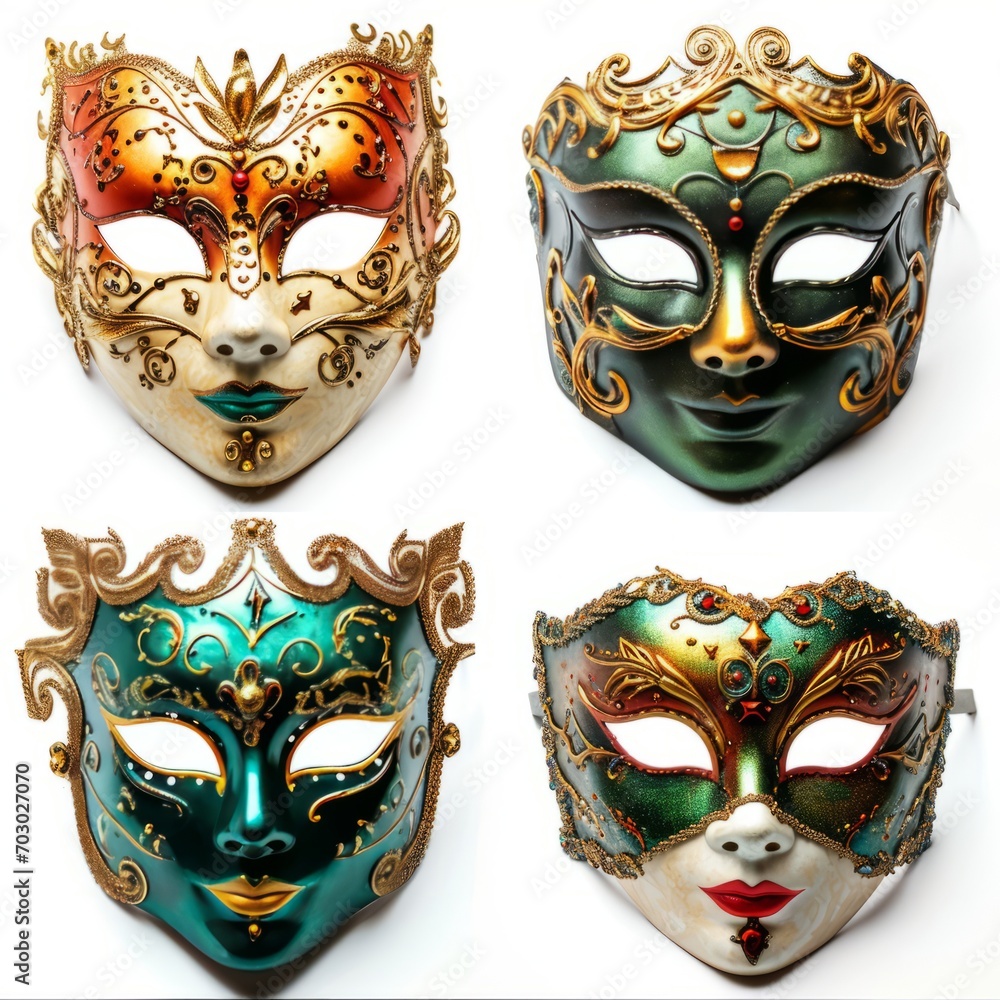 A Group of Four Colorful Masks