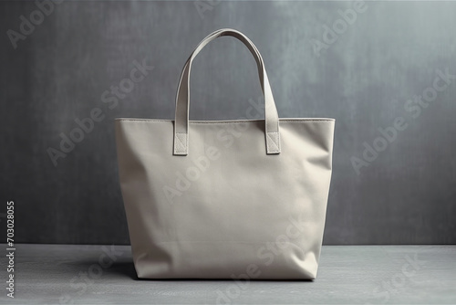 Blank isolated tote canvas bag mockup on minimalistic background, Generative AI