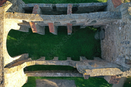 Ruine der Stiftskirche Walbeckin Oebisfelde-Weferlingen im Landkreis Börde, Luftaufnahme photo