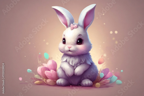 rabbit on pink background artwork for easter