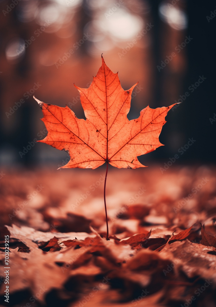 Autumn leaf, maple falling, Generative AI Autumn leaf, maple falling, Generative AI