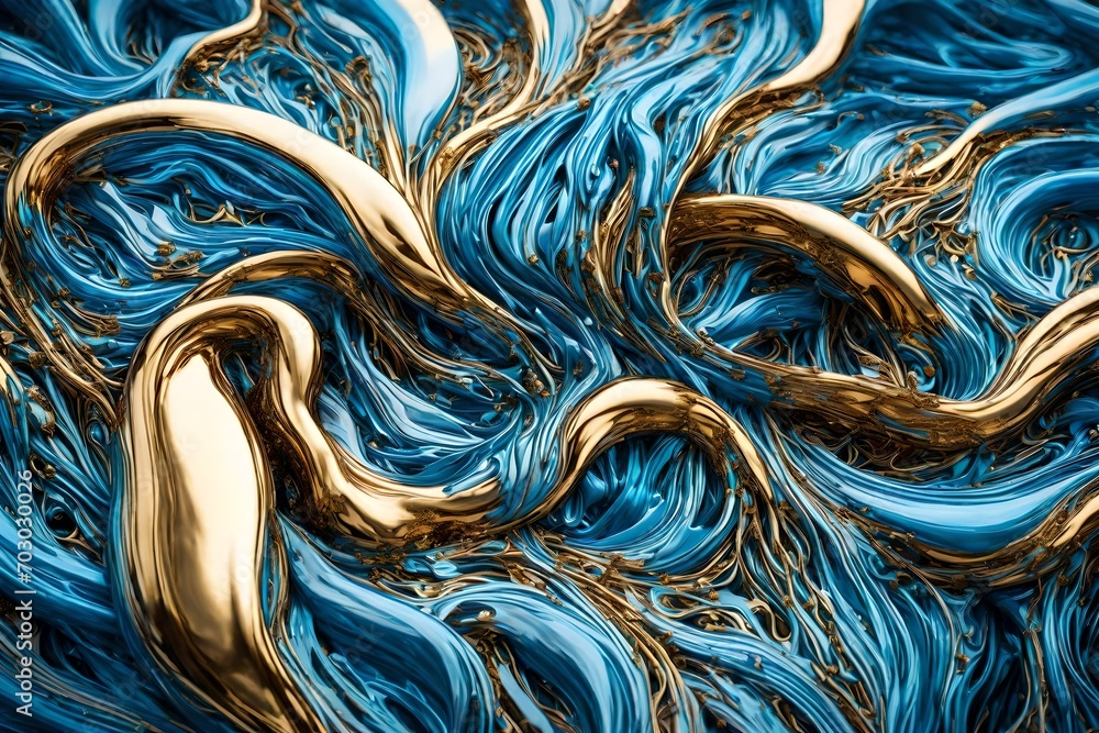 : Liquid gold anbabyblue entwined in an intricate dance. 