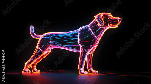 dog  neon line