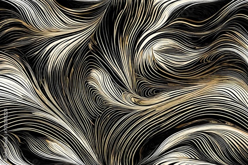 A black and white abstract background with subtle golden highlights photo