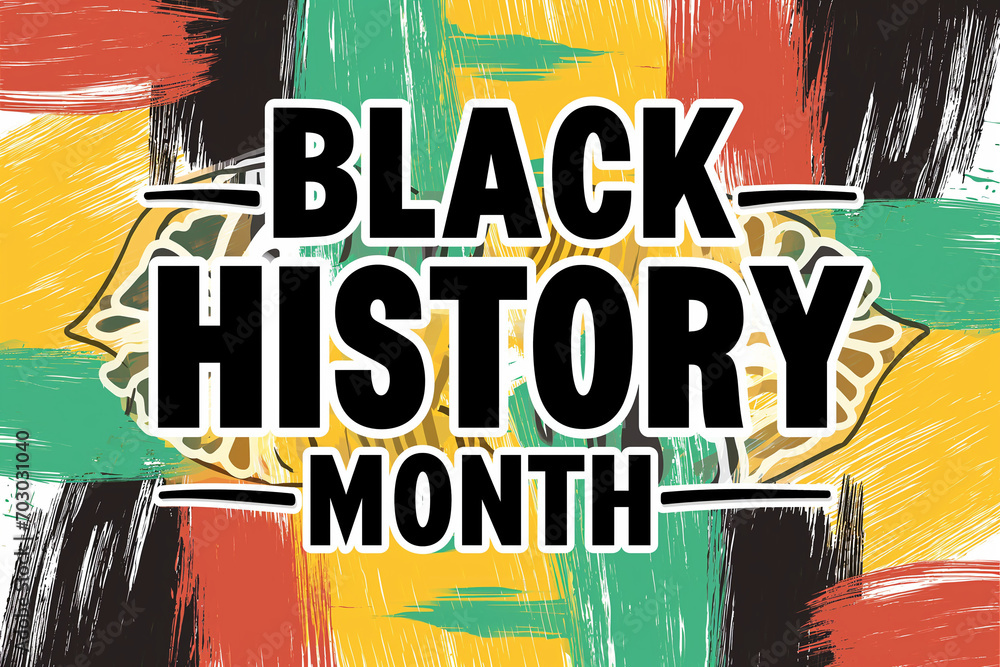 Black History Month Graphic with Pan-African Colors and Bold White Text ...