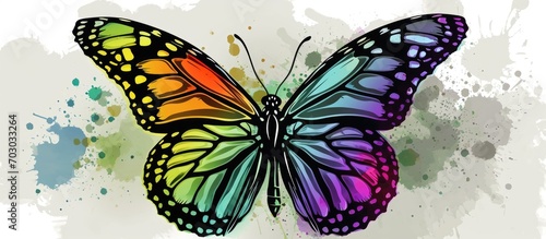 A colorful butterfly with black spots embellishes any project or design. © TheWaterMeloonProjec