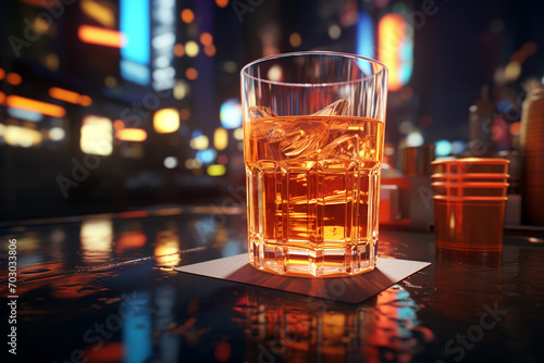 Whiskey, scotch, cognac, brandy, booze ice cube coctail liquor rum drinking high alcohol irish nightclub spirit glass. banner copy space poster background © Ирина Батюк