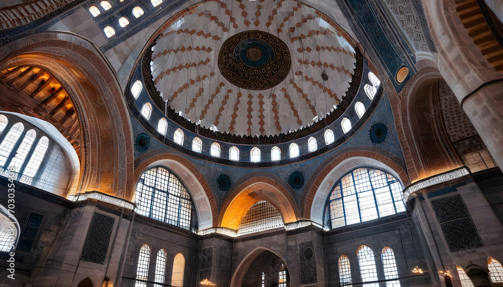 Obraz premium View of the Suleymaniye Mosque from the inside, Istanbul, Turkey.