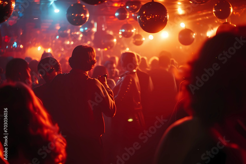 people dancing in disco nightclub
