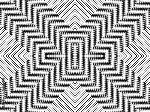 Optical Illusion Created from Artistic Lines Motifs Pattern, can use for Decoration, Background, Ornate, Fabric, Fashion, Textile, Carpet Pattern, Tile or Graphic Design Element. Vector Illustration