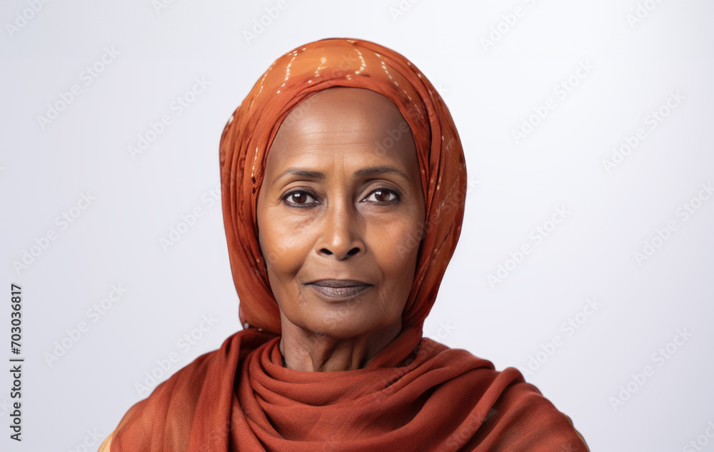 Elderly muslim woman with headscarf
