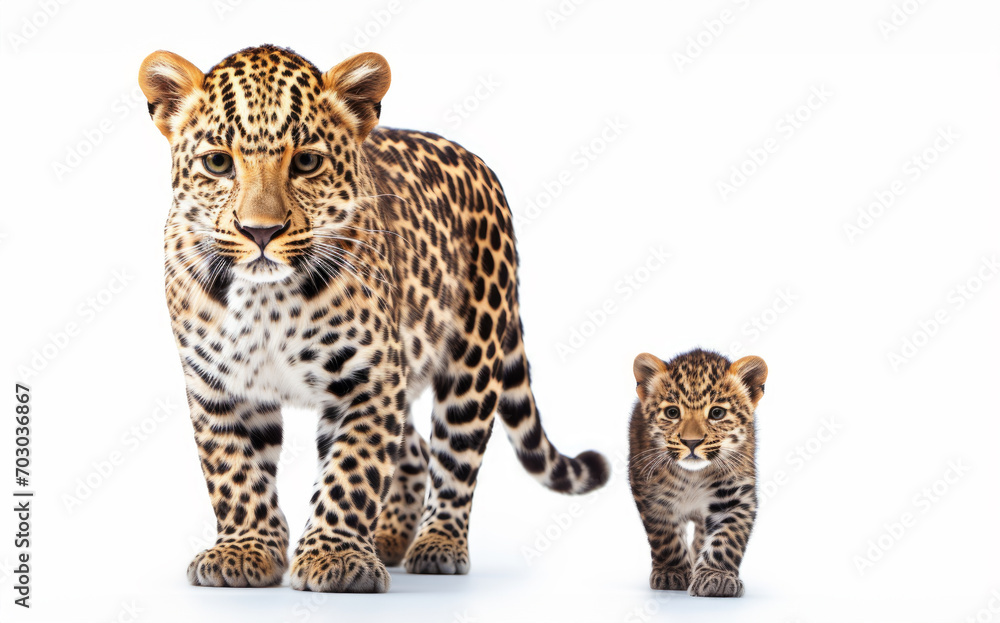 Naklejka premium Leopard with her Baby