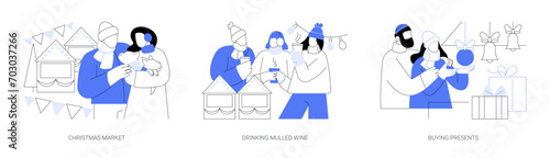 Winter holiday activities isolated cartoon vector illustrations se