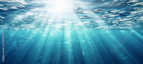 Sunlit underwater abyss   mesmerizing blue ocean exploration   diving and scuba backdrop © Ilja