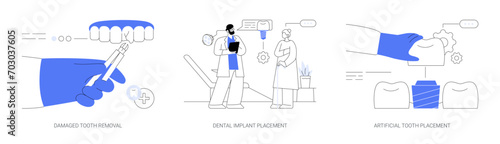 Dental implant abstract concept vector illustrations.